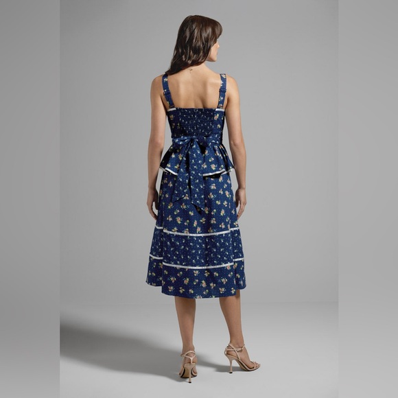 NWOT Gunne Sax x ModCloth Twirling Moments Blue Floral Peplum Dress S - Picture 3 of 16